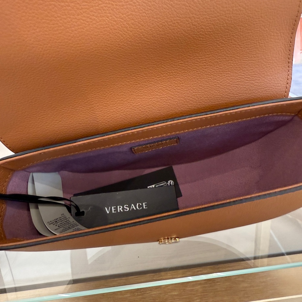 Versace Tan Leather Crossbody Bag with Gold Medusa - Picture 6 of 6